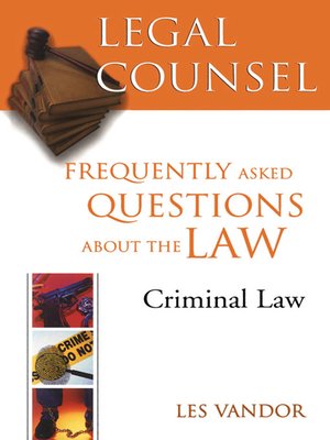 cover image of Legal Counsel:  Criminal Law
